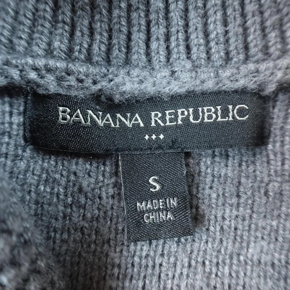 Banana Republic Sweater Mens S Gray Shawl Collar Knit Pullover Chest Pocket Warm